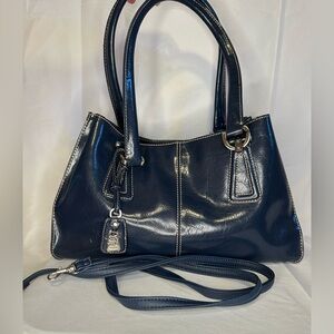 Liz Claiborne Dark Blue Leather Shoulder Bag